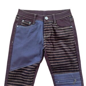 JEANS BROWN  DENIM AND FAUX LEATHER SIZE 27 NEW